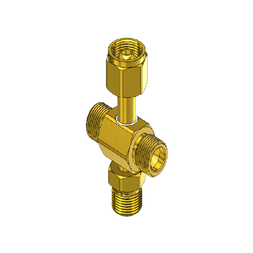 Superior C-4320, CGA-320 Brass Manifold Coupler Tees – 4-Way CGA Valve Outlets, Nut & Nipple Inlet