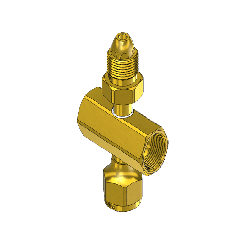 Superior C-4510, CGA-510 Brass Manifold Coupler Tees – 4-Way CGA Valve Outlets, Nut & Nipple Inlet