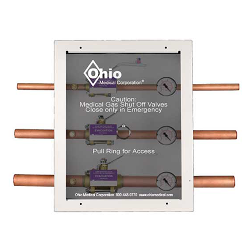 Ohio Medical Zone Valve Box with Valve(s) and Gauge(s),QUINTUPLE – (5 Valves)