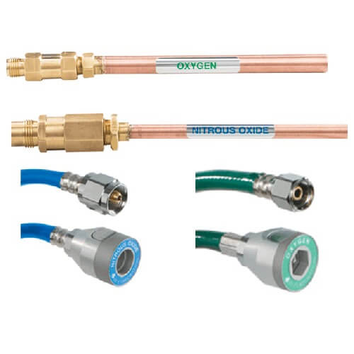 Belmed V500, Riser with Check Valves and DISS X Quick Connect Coupler Hoses  Oxygen/Nitrous Oxide